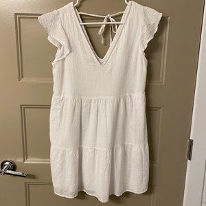 Abercrombie & Fitch Ruffle Sleeve Trapeze Mini Dress White - XS Petite